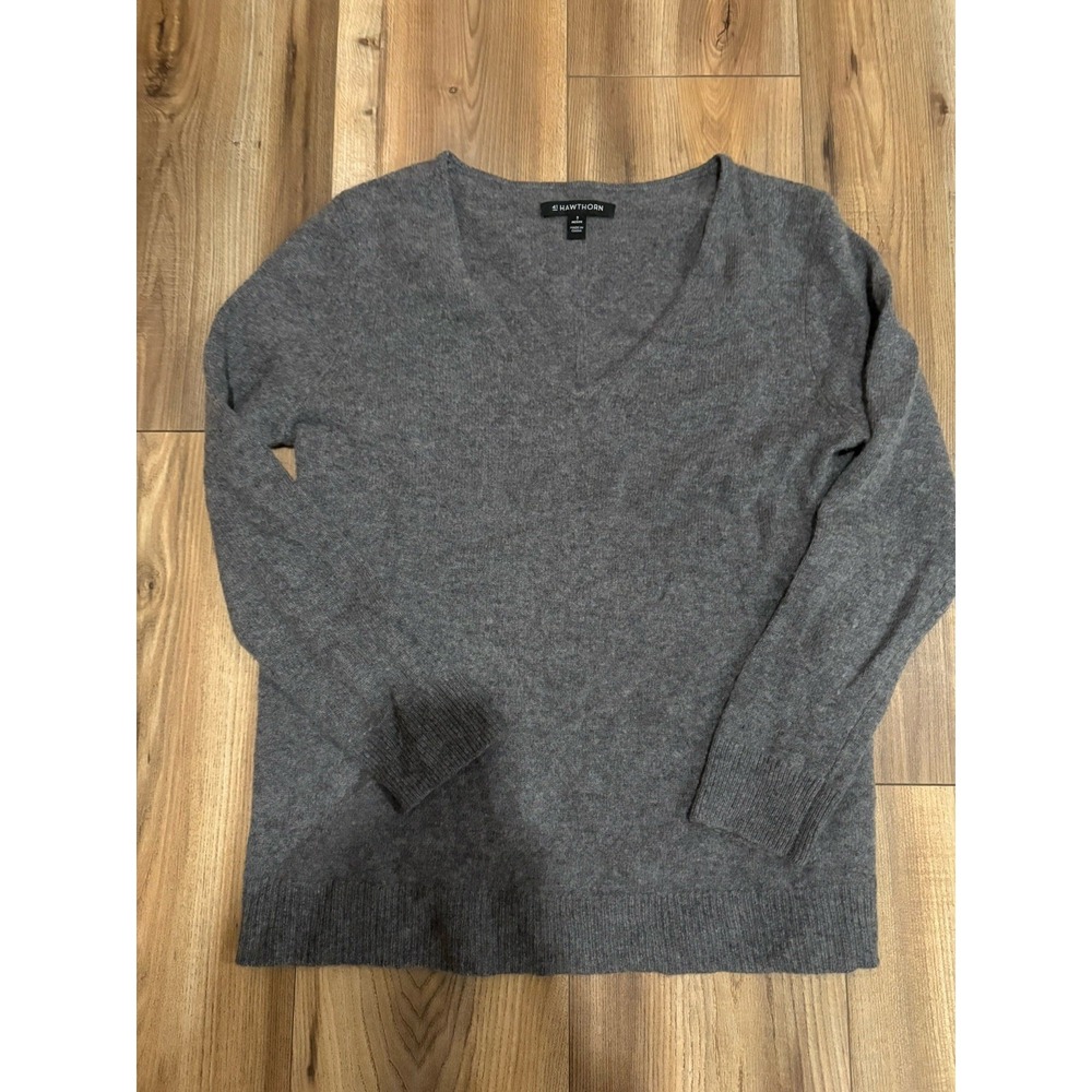 41 Hawthorn Women's Sz Small Gray Cashmere Sweater V-neck